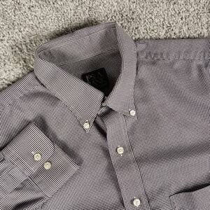 Jos A Bank L Travelers Collection Tailored Fit Purple Houndstooth Mens Shirt